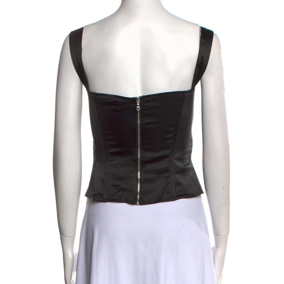 MIAOU Crop Top AGNES Corset Black Stretch Tue Sleeveless with Square Neckline Lg - Picture 5 of 11